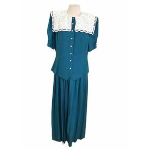 Y2K Vintage 80's Plaza South Dress GrannyCore Sz 12 Green Whimsigoth Punk